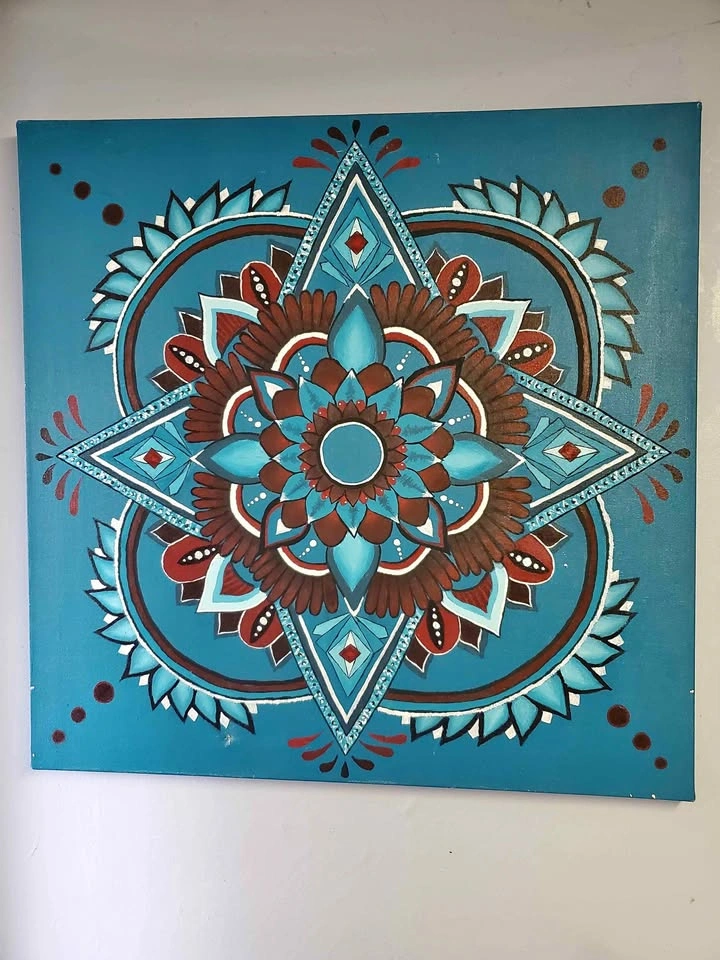 Hand-Painted Mandala Wall Art (30” x 30”)