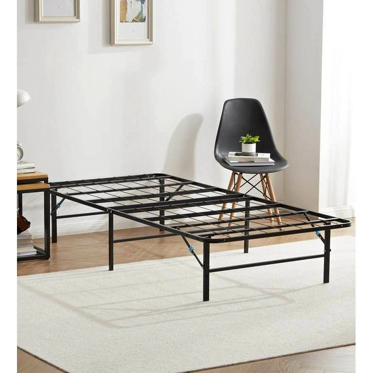 Foldable Twin XL Bed Frame with 14" Storage