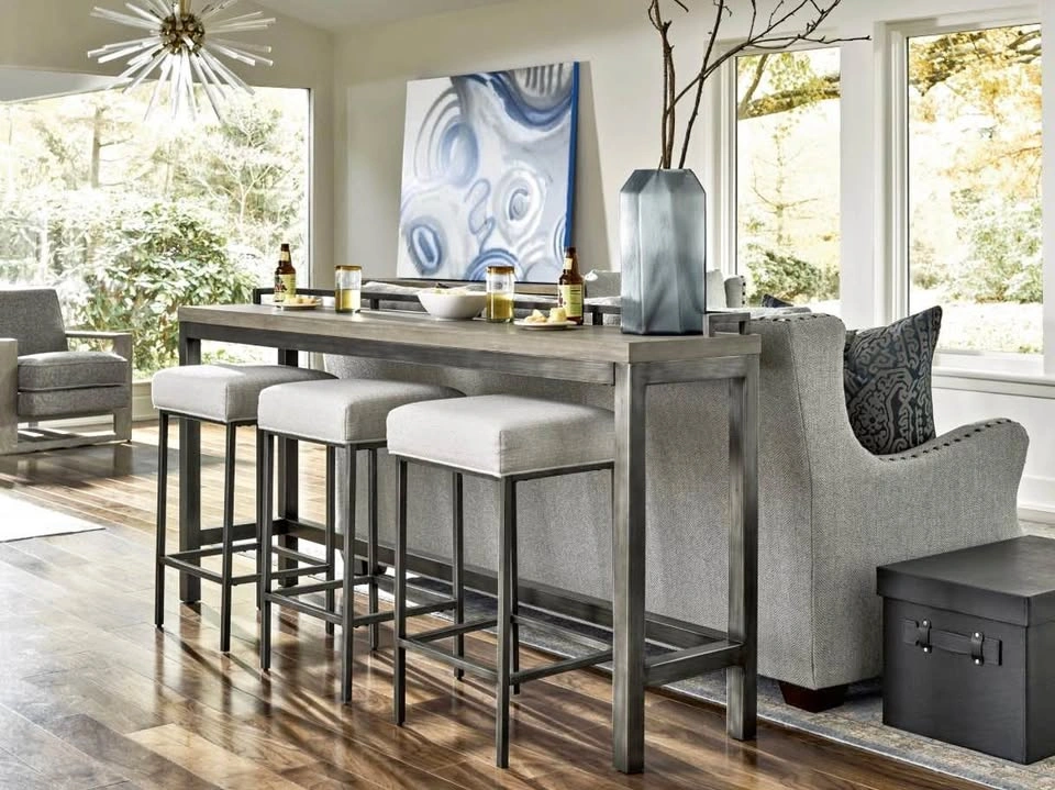 Industrial Console Table with 3 Stools