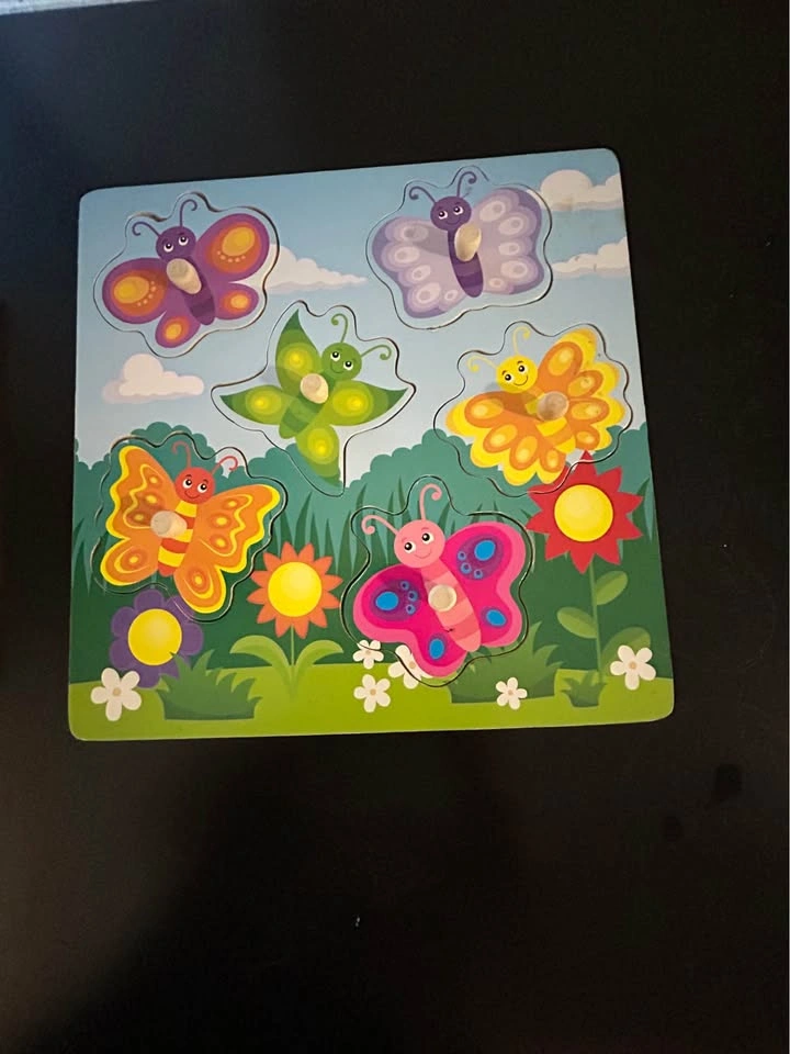 Set of 2 Toddler Wooden Peg Puzzles – Farm & Butterfly - photo 3