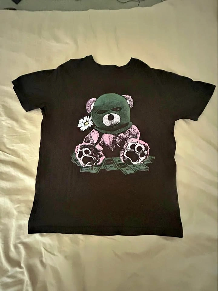 NovaMen Graphic T-Shirt Black Size XL - Ski Mask Teddy Bear