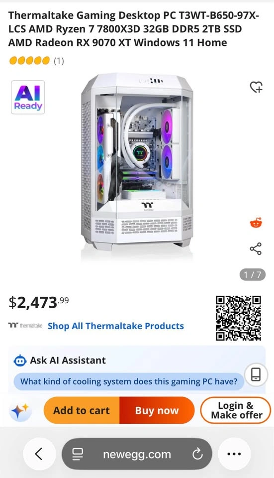 NEW Thermaltake Gaming Desktop 7800X3D, RX 9070XT, 32GB, 2TB - photo 4