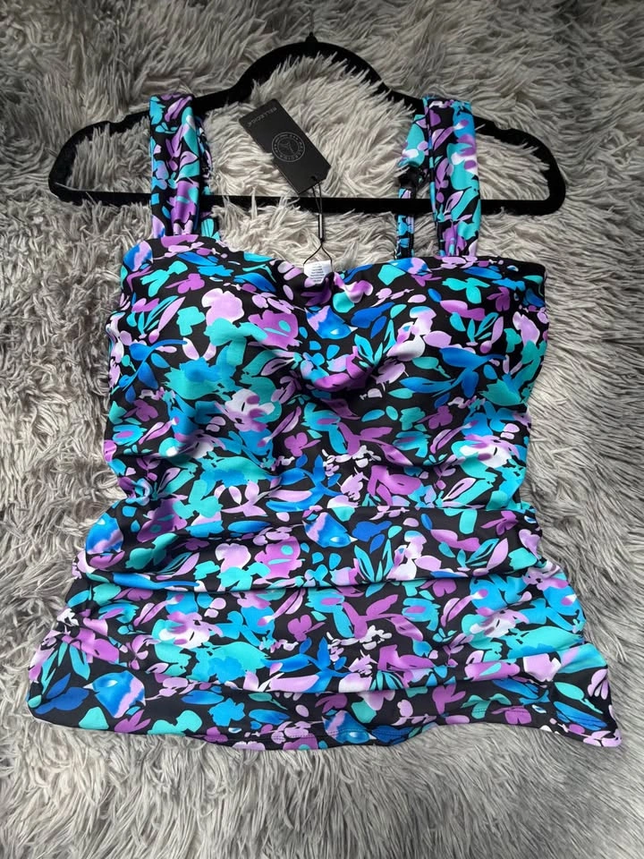 RELLECIGA Women's Ruched Tankini Top Swimsuits - LARGE - photo 2