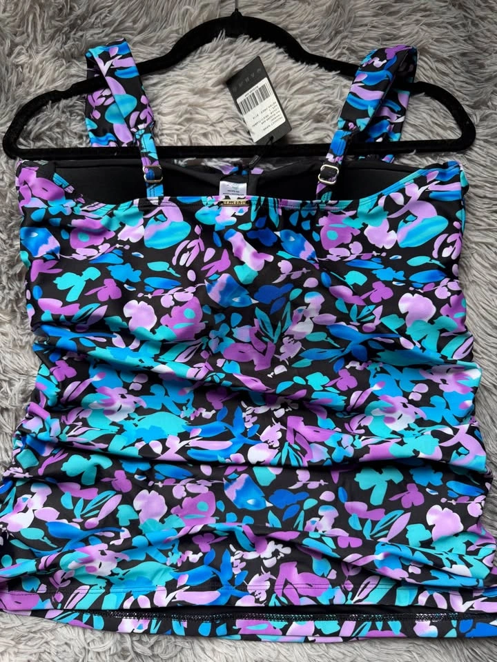 RELLECIGA Women's Ruched Tankini Top Swimsuits - LARGE - photo 3