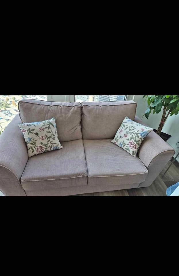 Mauve Fabric Sofa and Loveseat Set