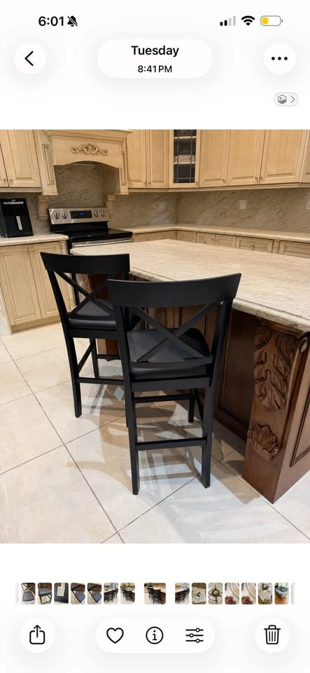 Wayfair Counter Height Bar Stools – Set of 2 – Solid Wood – Blac - photo 2