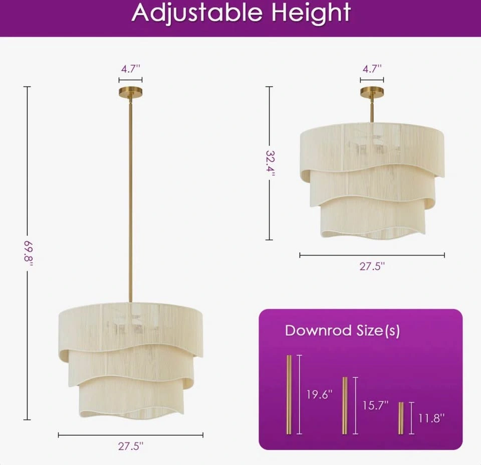 Modern 3-Tier Pendant Chandelier – Brass Finish – Brand New - photo 2