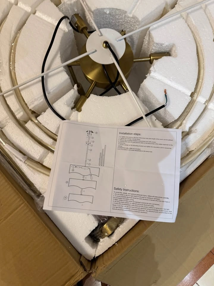 Modern 3-Tier Pendant Chandelier – Brass Finish – Brand New - photo 3