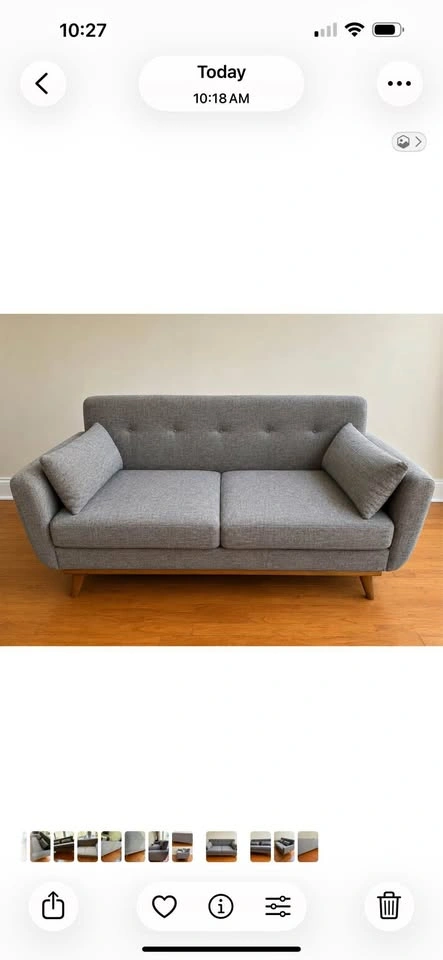 Mid-Century Modern Gray Loveseat