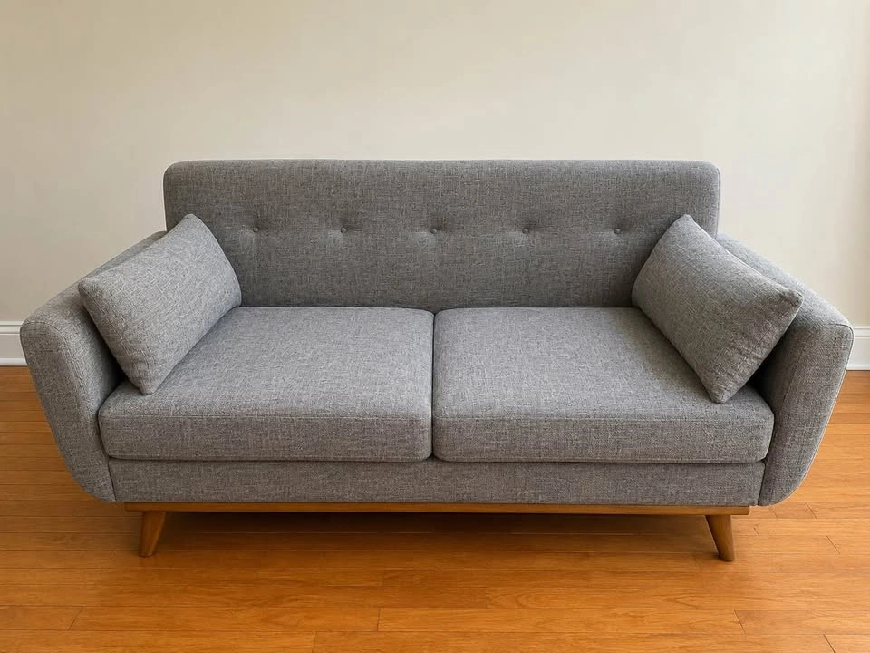 Mid-Century Modern Gray Loveseat - photo 2