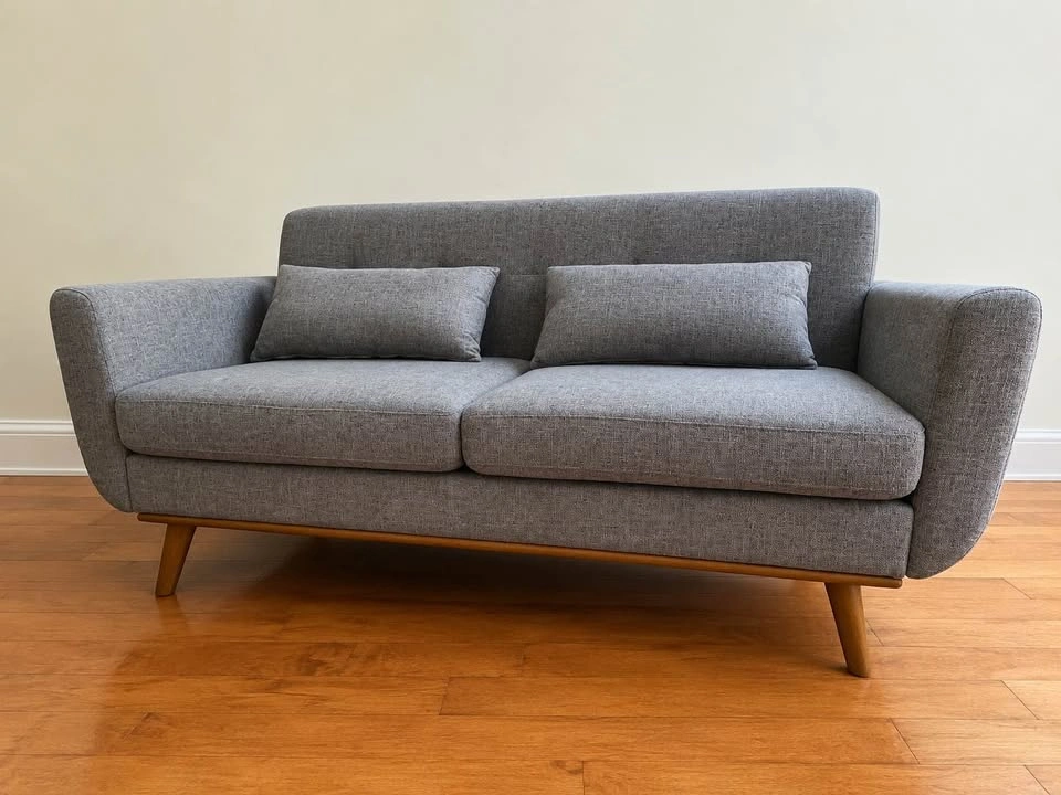 Mid-Century Modern Gray Loveseat - photo 3
