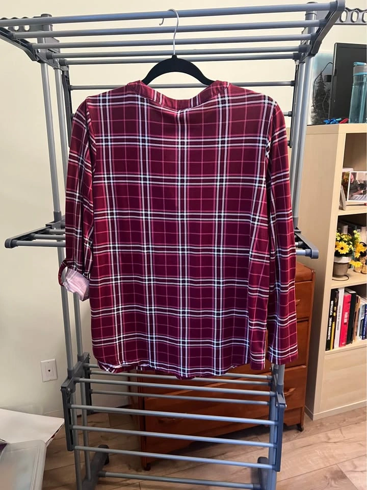 Women’s Plaid Lace-Up Blouse - Size M - photo 3