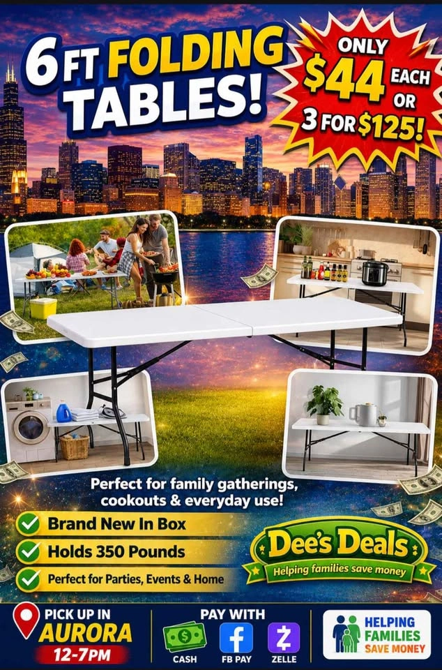 6 foot folding tables BRAND NEW IN BOX ONLY $44 - photo 2