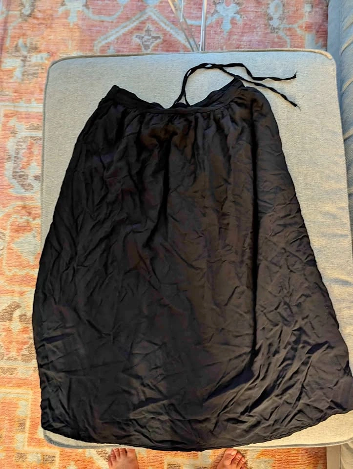 100% cotton black maxi skirt
