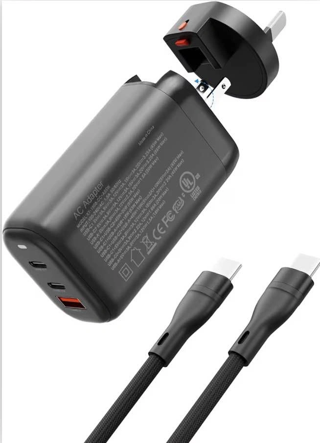 65W 3-Port USB-C GaN Fast Wall Charger - photo 2
