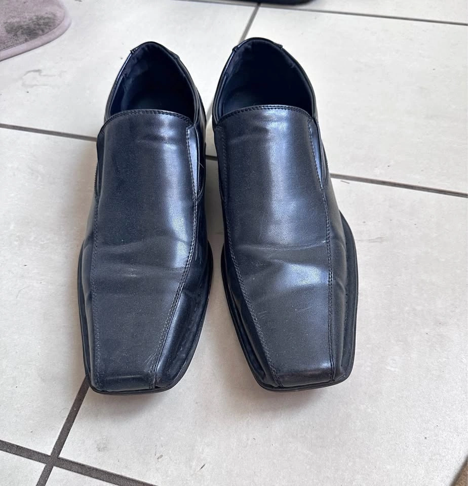 Bruno Marc Black Slip-On Dress Shoes