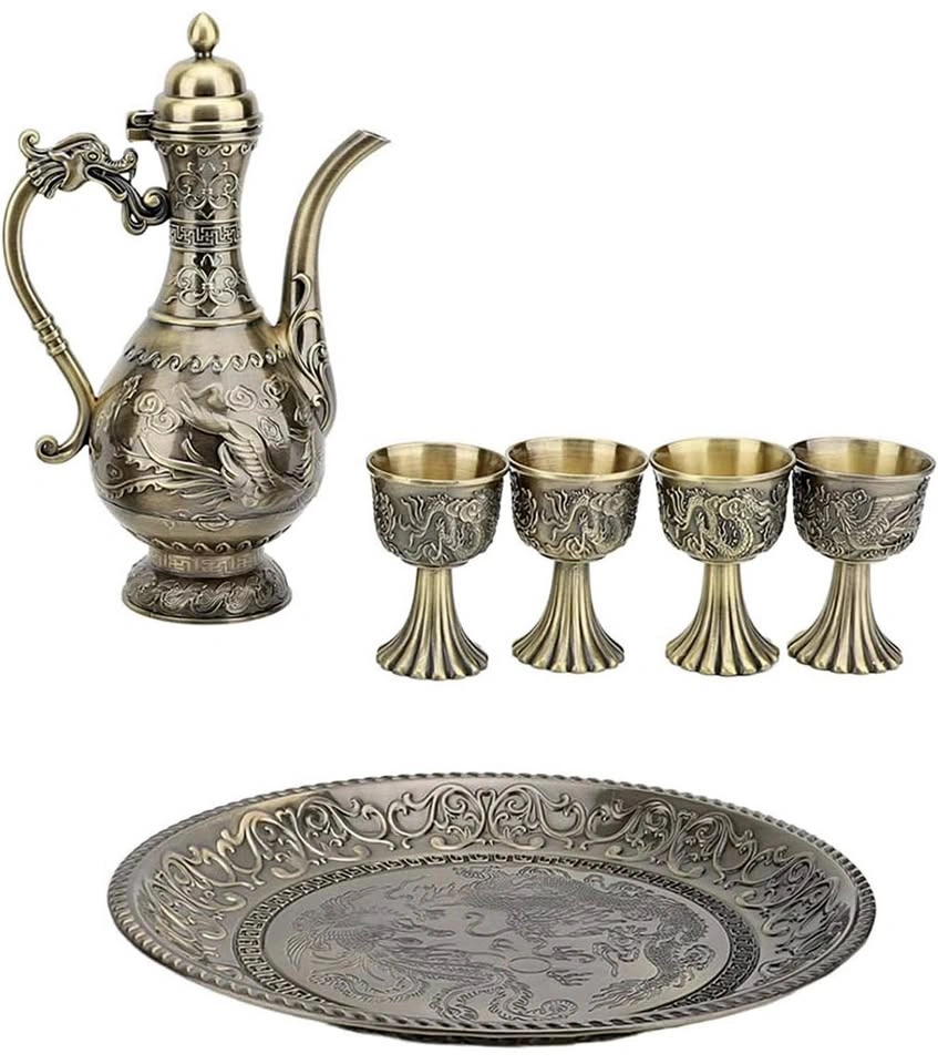 Set of Luxurious Turkish Coffee and Tea Set, Vintage Exquisite