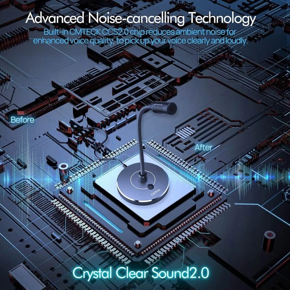 CMTECK USB Computer Microphone, Noise-Cancelling Desktop Mic - photo 3