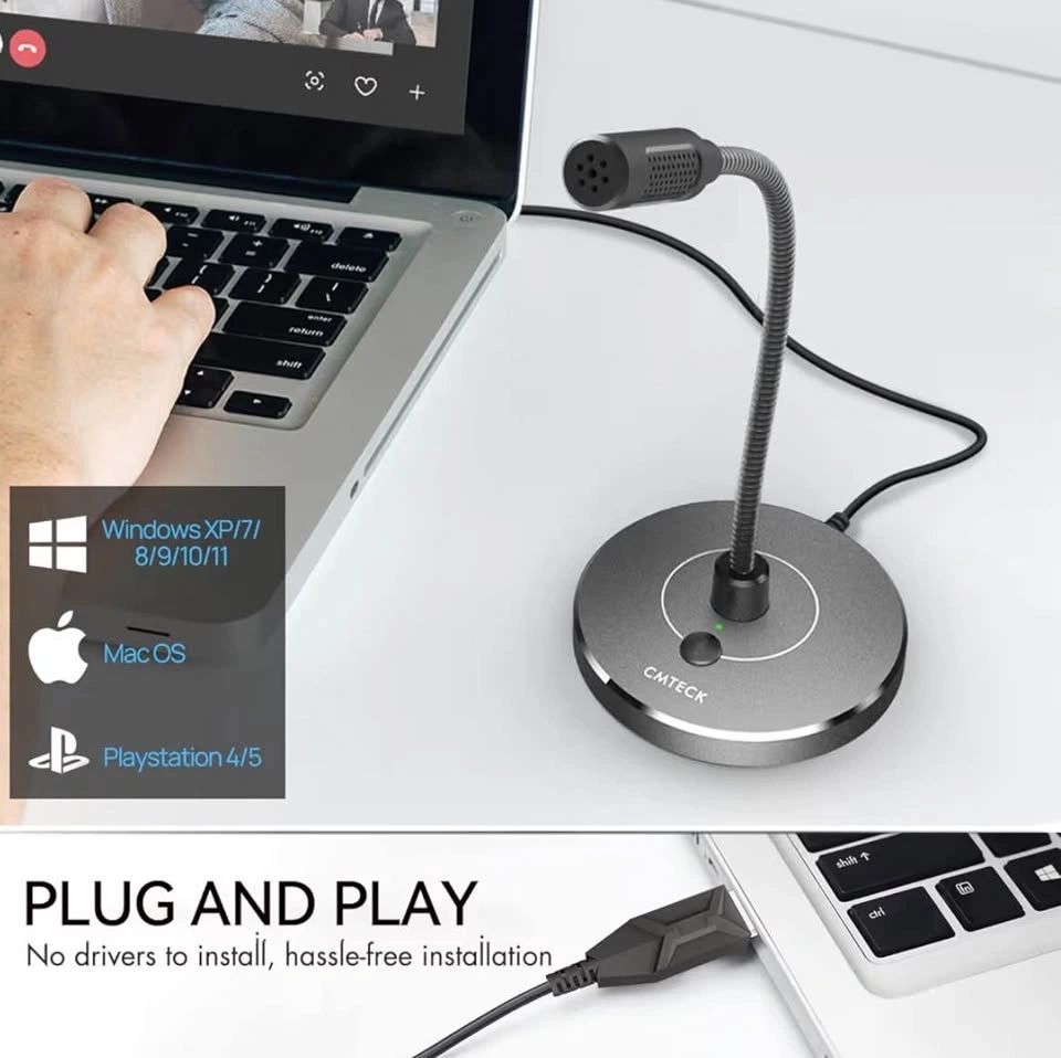 CMTECK USB Computer Microphone, Noise-Cancelling Desktop Mic - photo 5