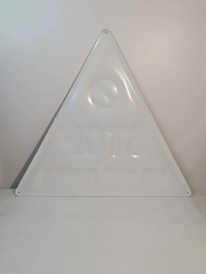 Vintage Triangular Stop Do Not Enter Metal Sign - photo 2