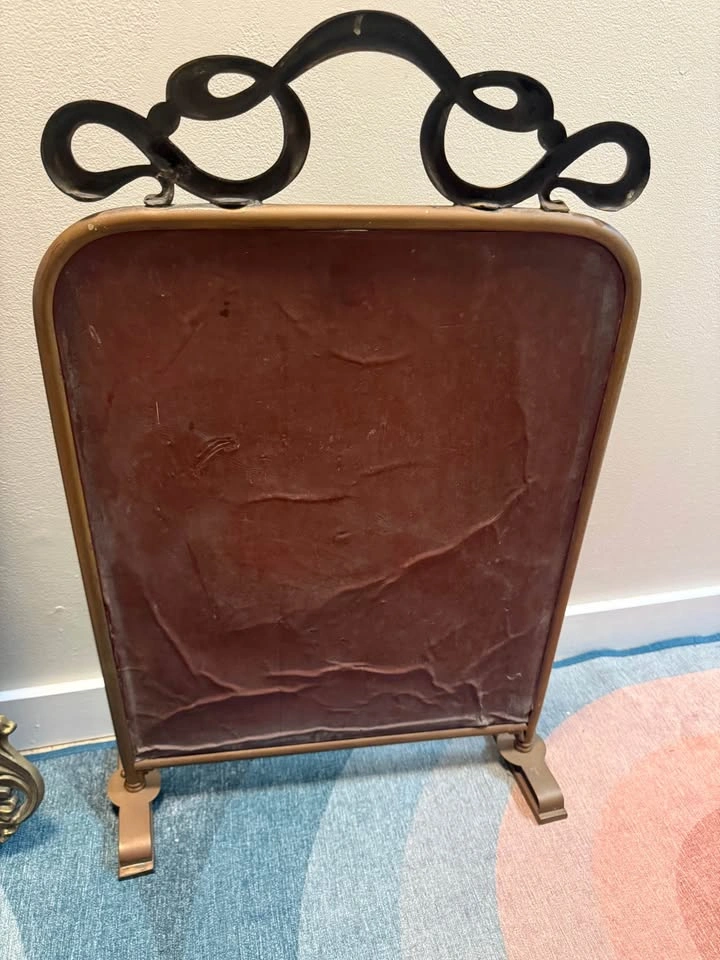Vintage brass art Nouveau style mirrored fireplace screen - photo 5