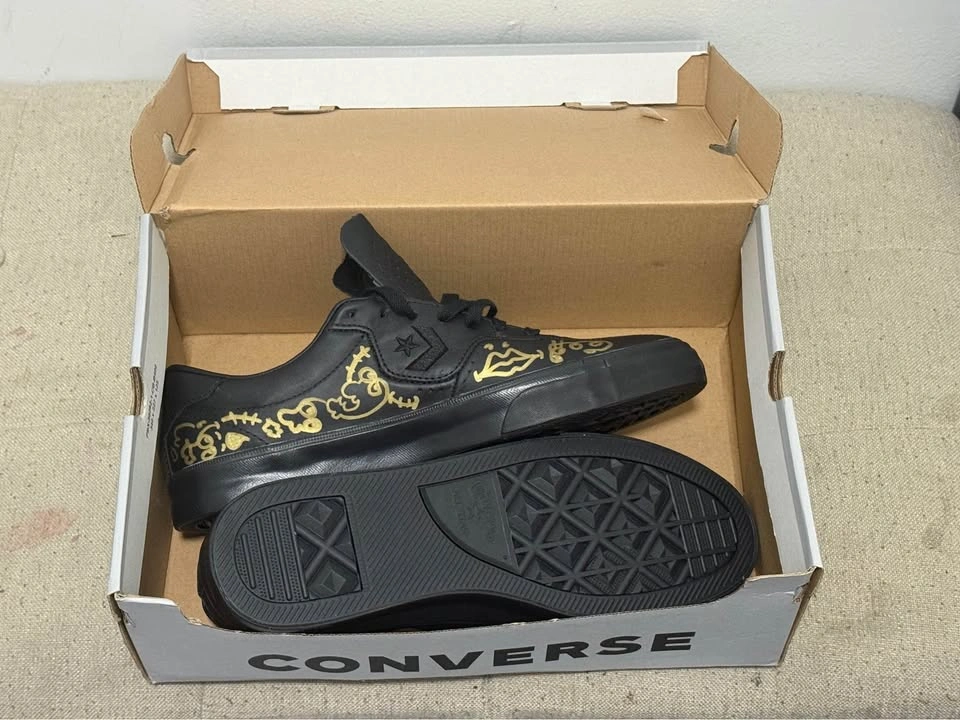 Converse CONS Louie Lopez Pro Black Gold Custom Graphic Sneakers - photo 2