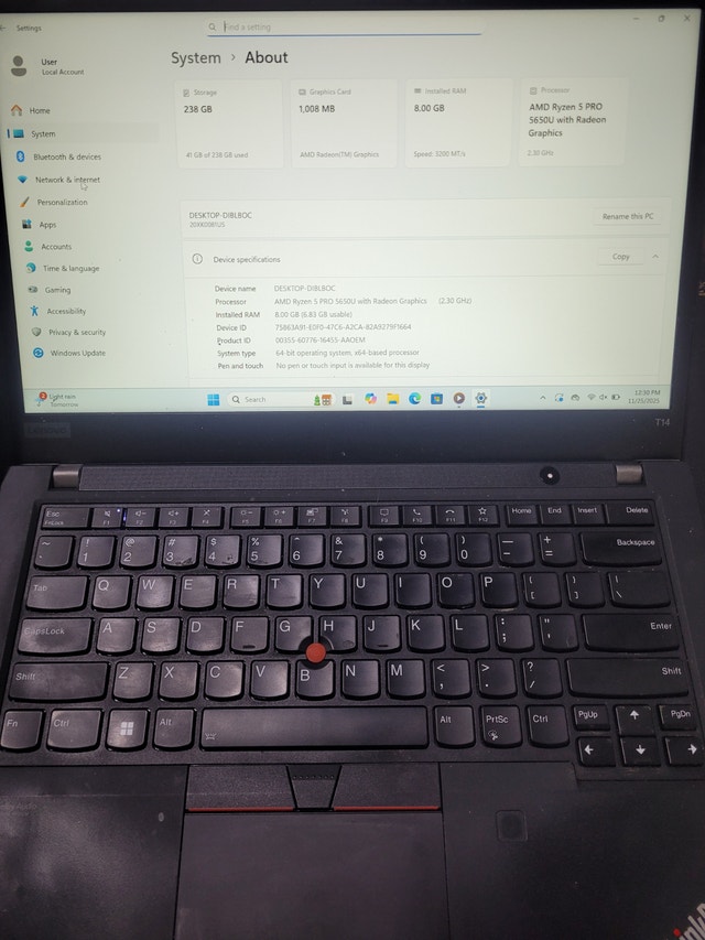 Lenovo Laptop T14 - Gen2 Ryzen Pro 5 - photo 4