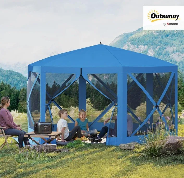 New 12' x 12' Hexagon Pop Up Tent with Mesh Sidewalls image indicator(2)