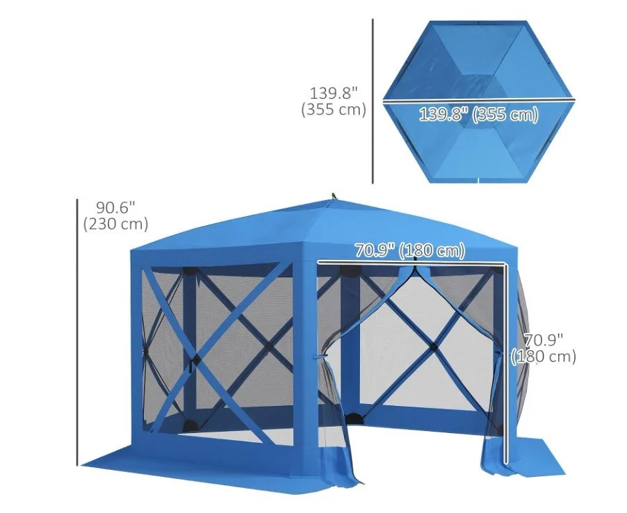 New 12' x 12' Hexagon Pop Up Tent with Mesh Sidewalls image indicator(3)