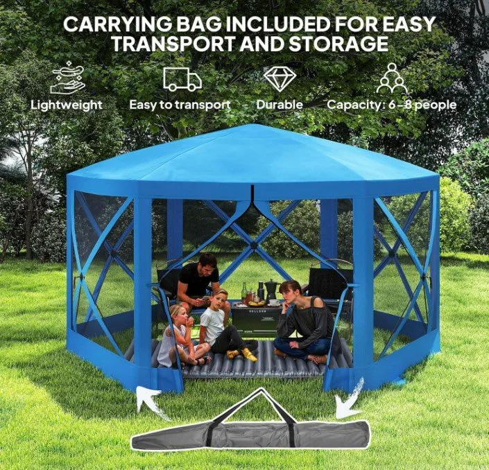 New 12' x 12' Hexagon Pop Up Tent with Mesh Sidewalls image indicator(4)