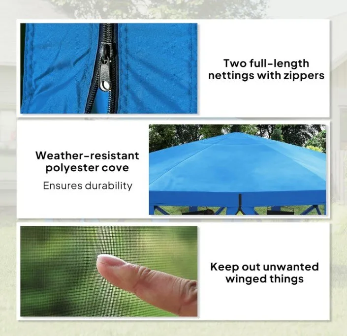 New 12' x 12' Hexagon Pop Up Tent with Mesh Sidewalls image indicator(5)