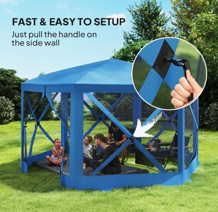 New 12' x 12' Hexagon Pop Up Tent with Mesh Sidewalls image indicator(6)