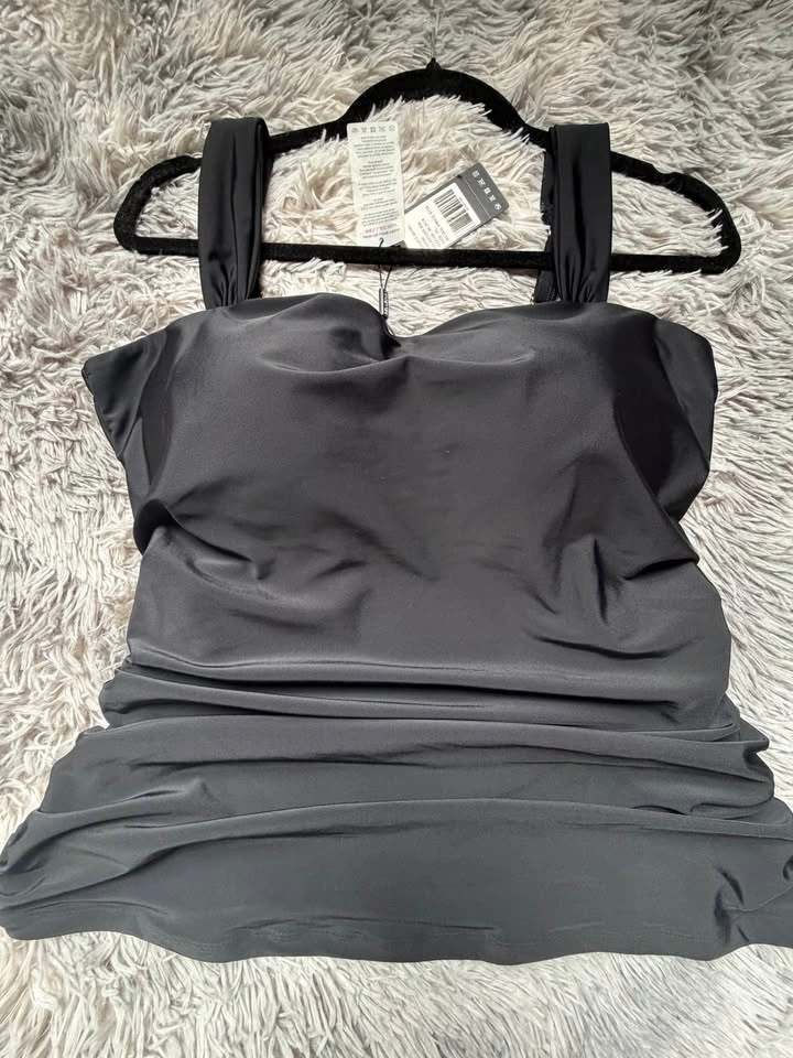 RELLECIGA Women's Black Ruched Tankini Top Swimsuits - XL - photo 2