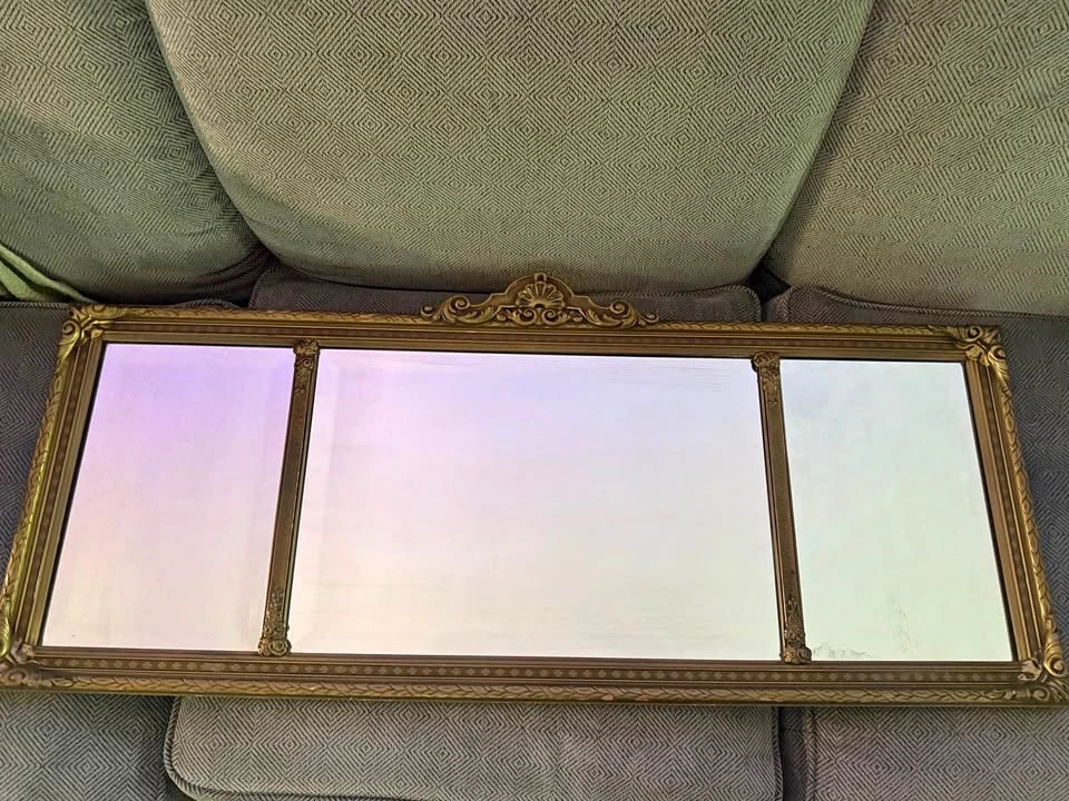 Antique art deco overmantle mirror