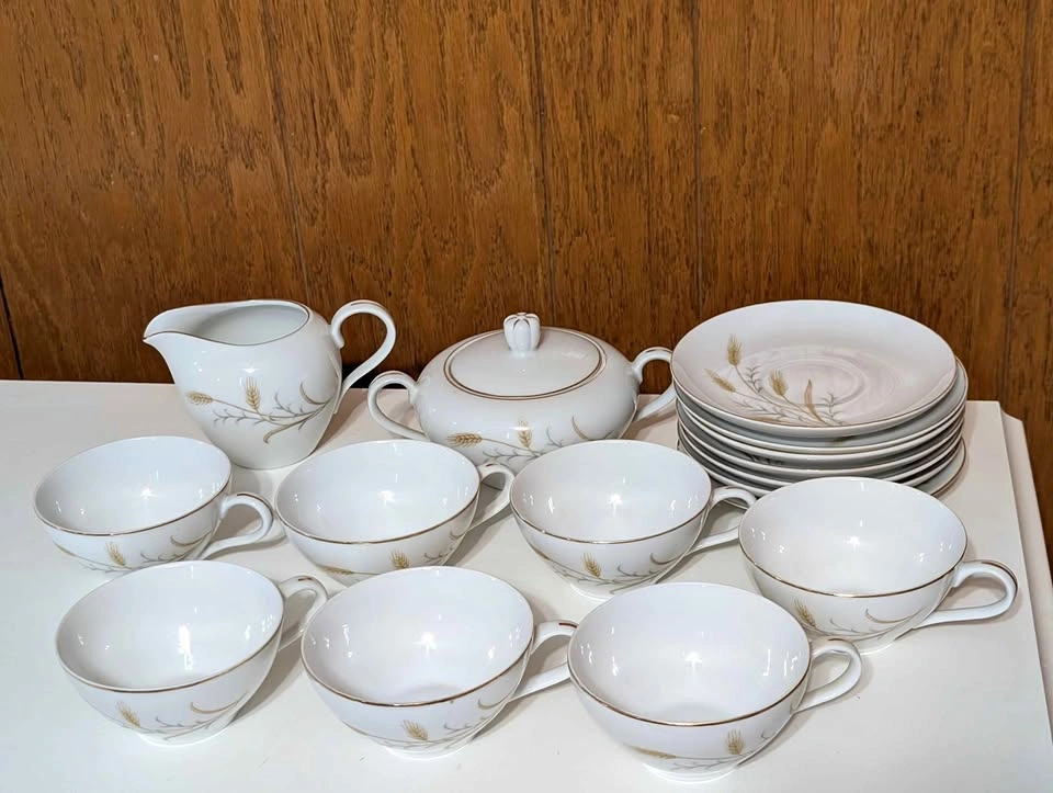 Vintage Noritake Golden Wheat Fine China Tea Set - 16 Pieces