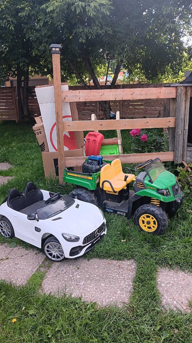 12 volt electric cars, John Deere and Mercedes
