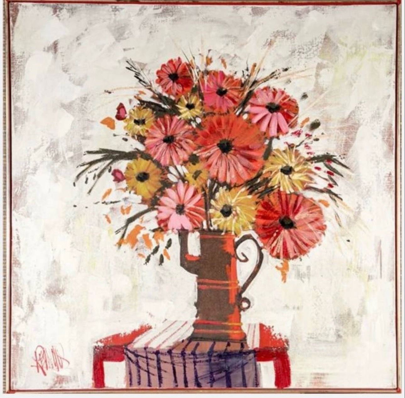 Vintage Lee Reynolds Vanguard Studios Floral Painting 40"