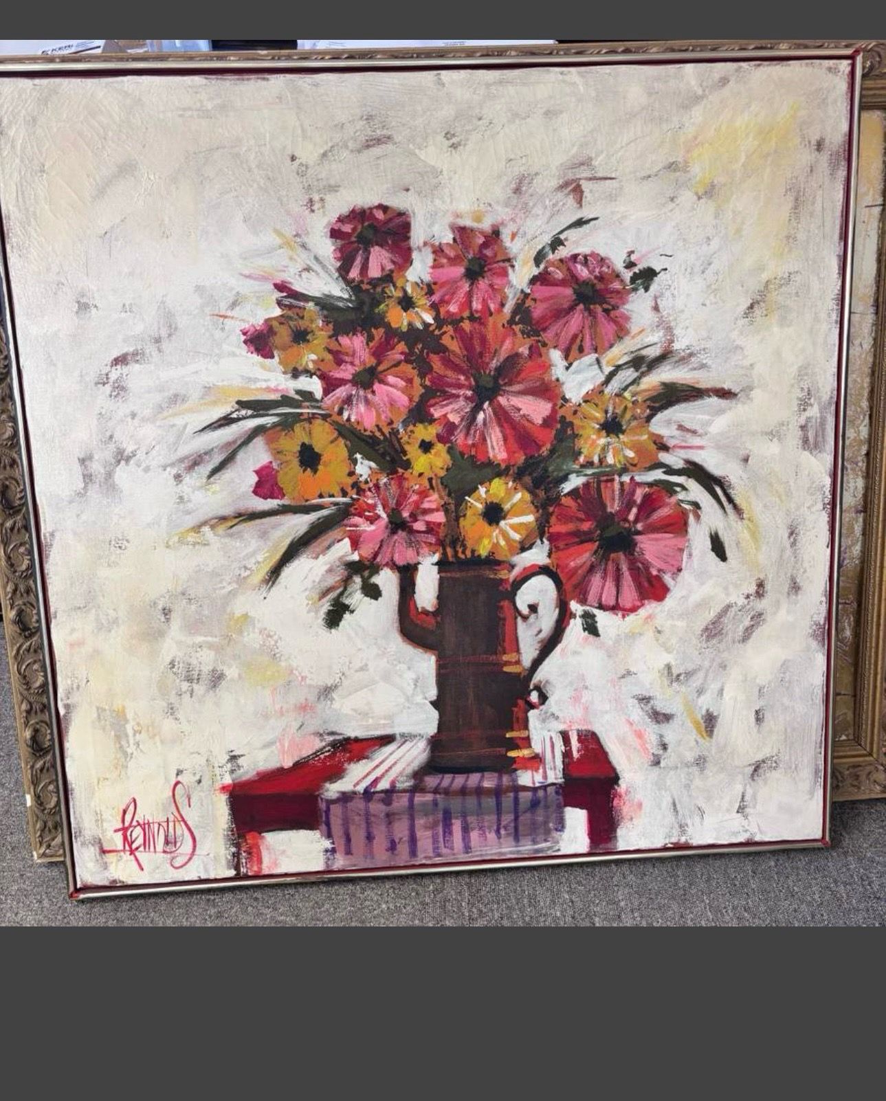 Vintage Lee Reynolds Vanguard Studios Floral Painting 40" - photo 2