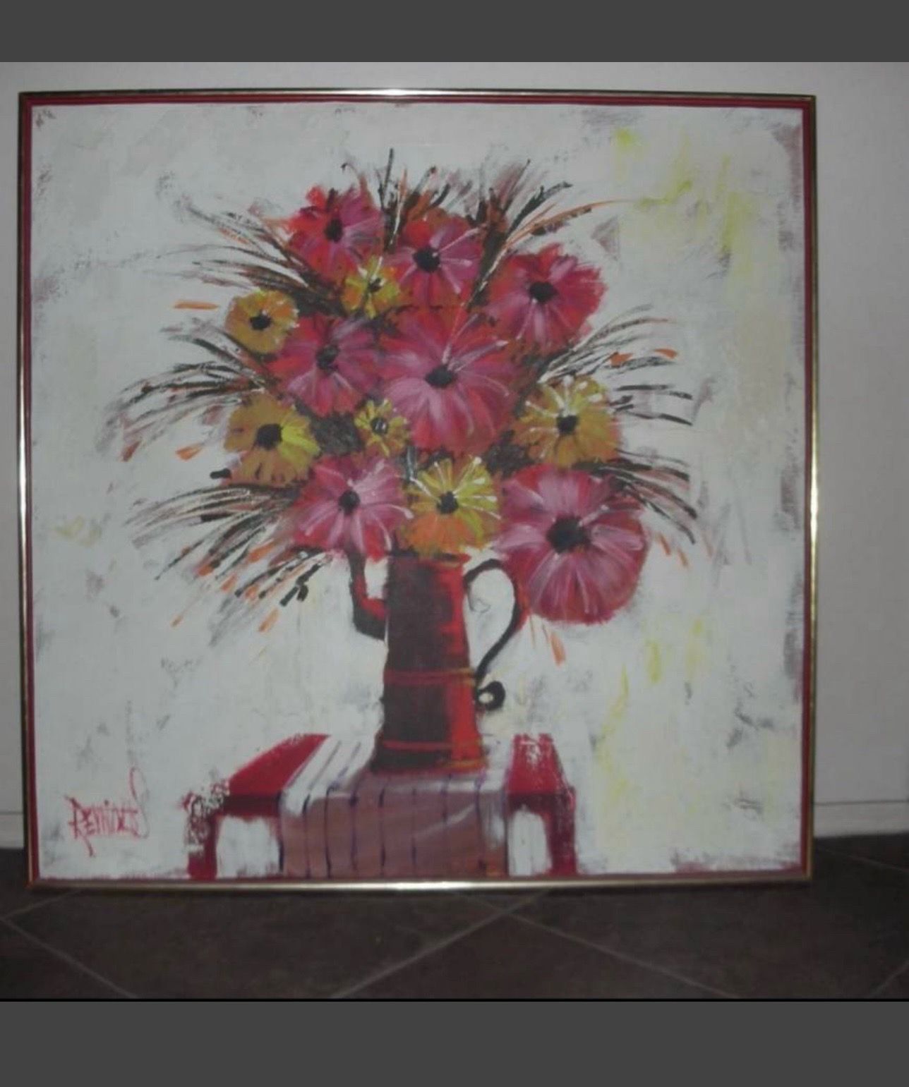 Vintage Lee Reynolds Vanguard Studios Floral Painting 40" - photo 3