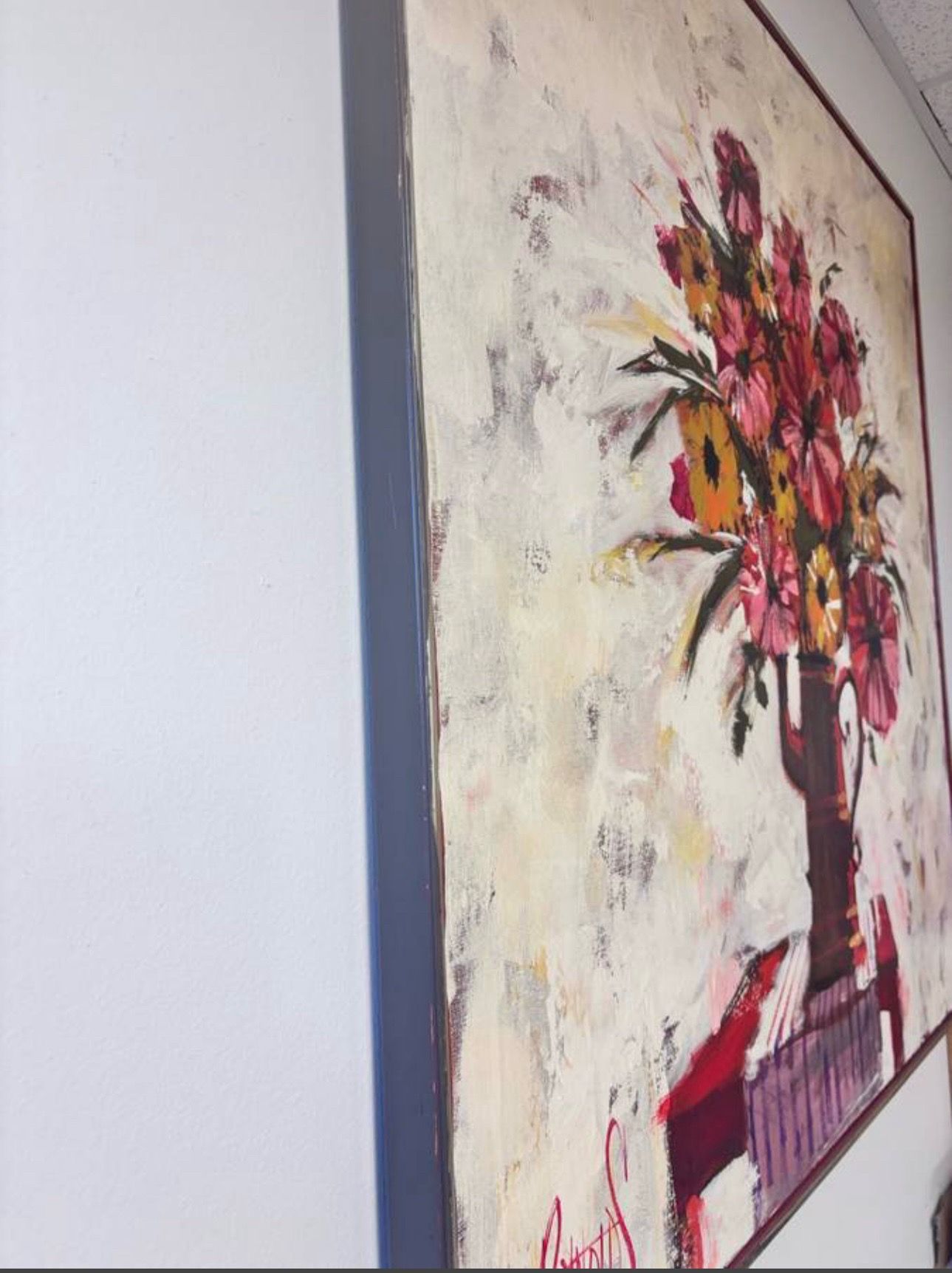 Vintage Lee Reynolds Vanguard Studios Floral Painting 40" - photo 4