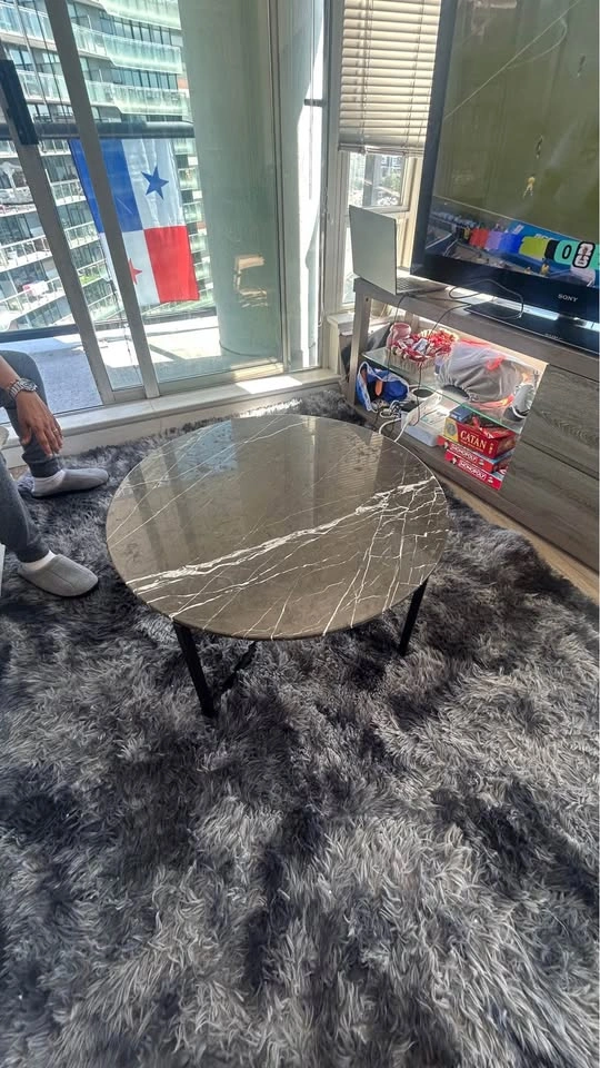 Black Marble-style Dining Table Set + Side Table - photo 4