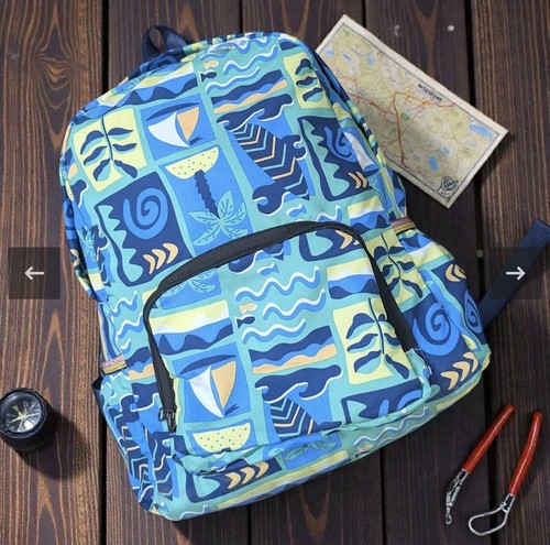 Unisex Kids Tropical Geometric Backpack Blue Green Yellow