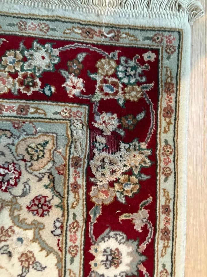 Traditional Indian Jaipur Handmade Runner Rug - Red and Cream - photo 2