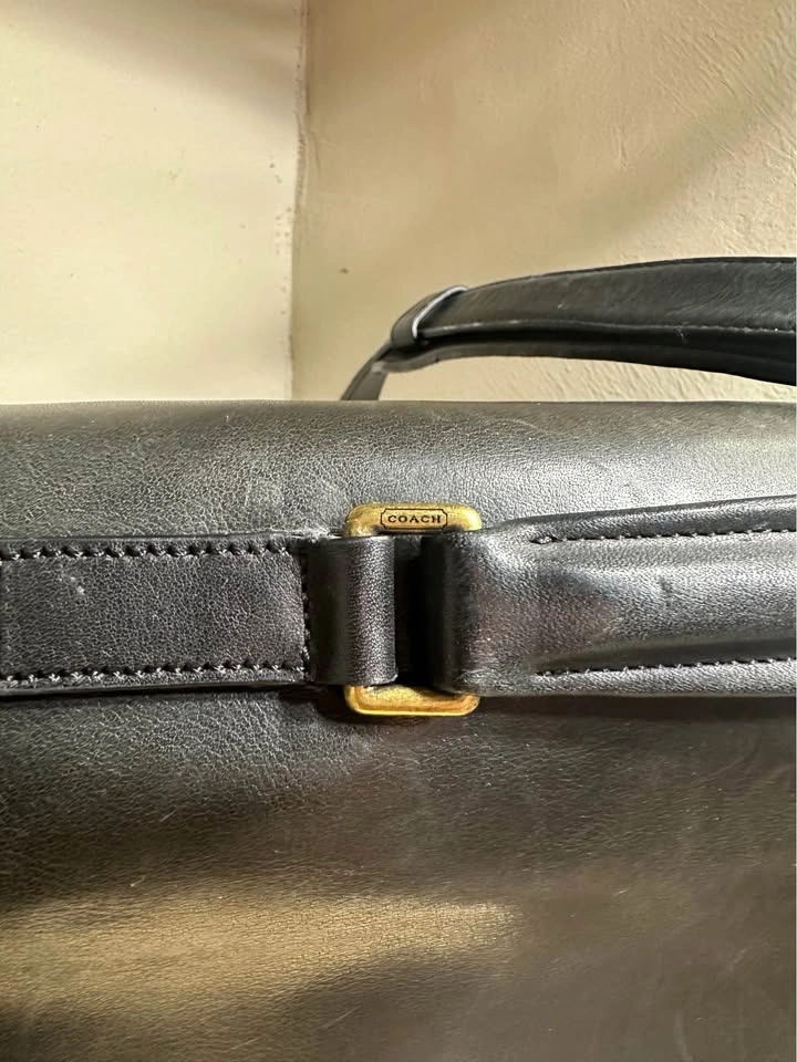 Vintage Coach 70952 Black Leather Briefcase Messenger Laptop Bag - photo 2