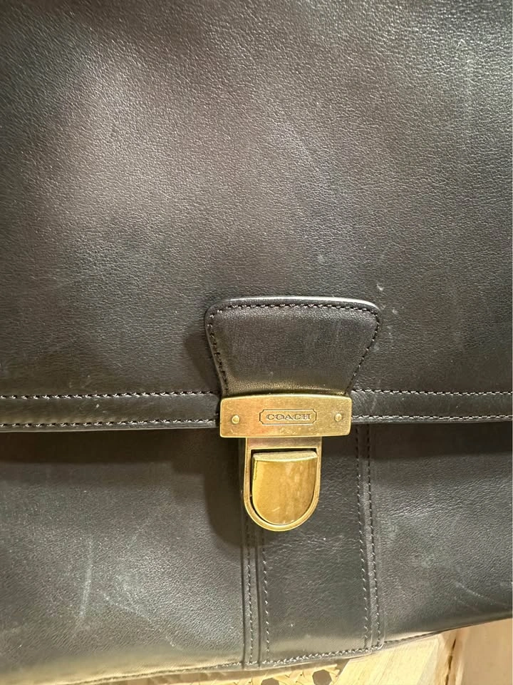 Vintage Coach 70952 Black Leather Briefcase Messenger Laptop Bag - photo 3