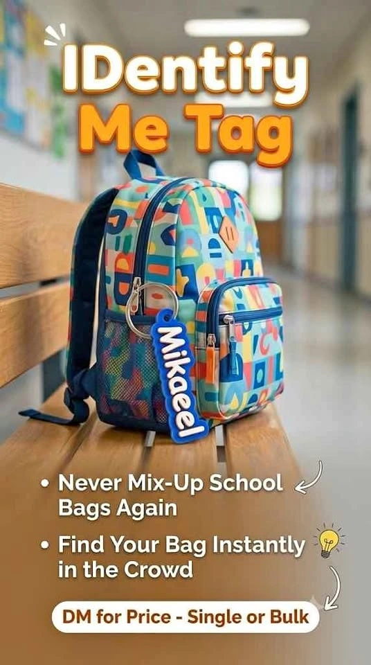 Identify Me Tag for Kids School Bag