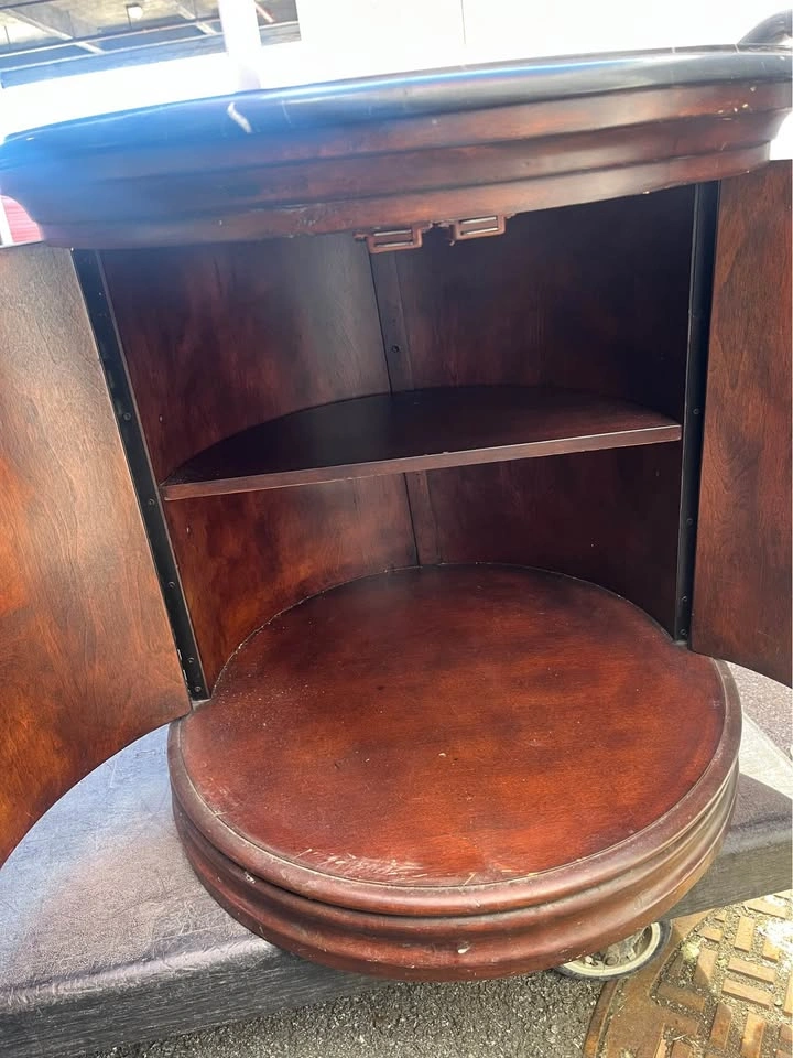 Vintage Oval Drum Table With Marble Top - photo 4