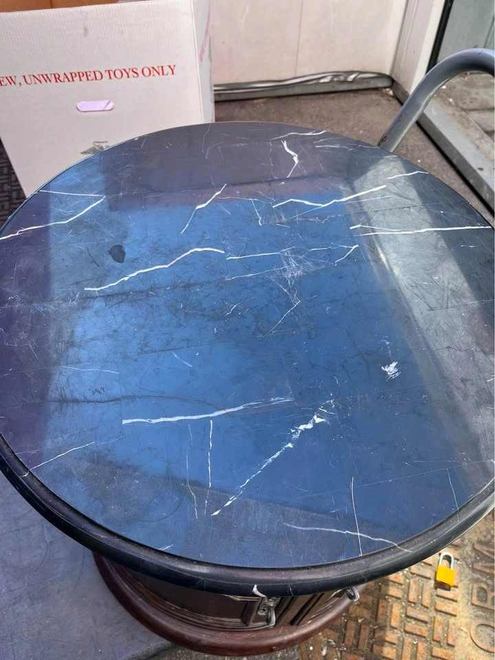 Vintage Oval Drum Table With Marble Top - photo 5