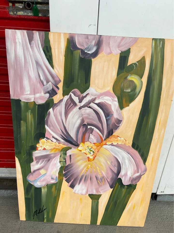 Irises Flower Painting Signed - photo 2
