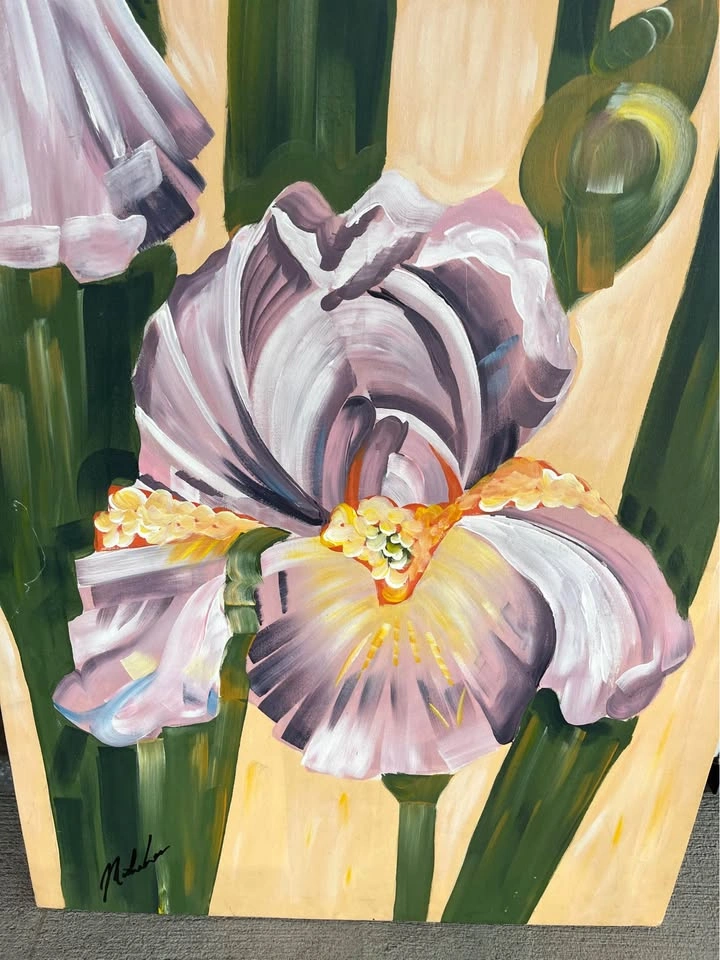 Irises Flower Painting Signed - photo 3